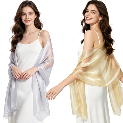 Colarlemo× BSRGMS 2pcs Pearlescent Chiffon Shawls and Wraps
