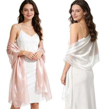 Colarlemo× BSRGMS 2pcs Pearlescent Chiffon Shawls and Wraps