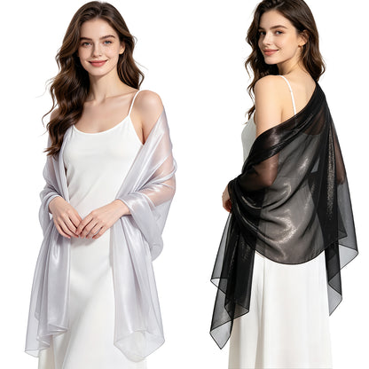 Colarlemo× BSRGMS 2pcs Pearlescent Chiffon Shawls and Wraps