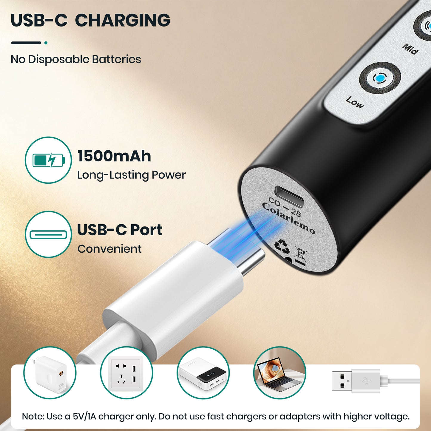 Colarlemo Handheld Rechargeable Milk Frother