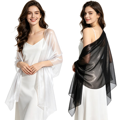 Colarlemo× BSRGMS 2pcs Pearlescent Chiffon Shawls and Wraps