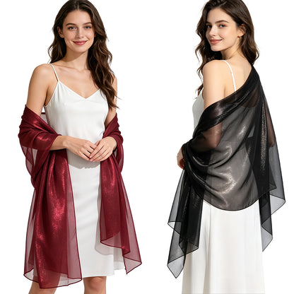 Colarlemo× BSRGMS 2pcs Pearlescent Chiffon Shawls and Wraps