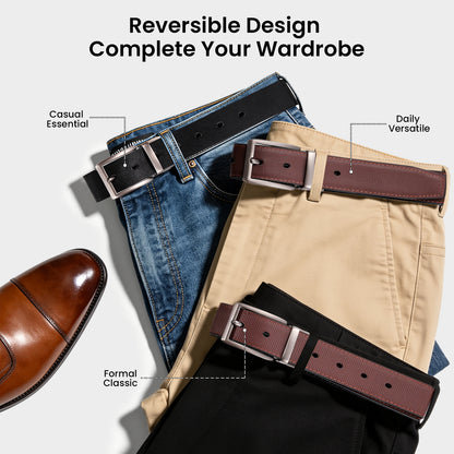 Colarlemo× LMUGOOS 3 Pack Men's Reversible Genuine Leather Belt