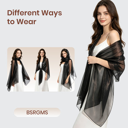 Colarlemo× BSRGMS 2pcs Pearlescent Chiffon Shawls and Wraps
