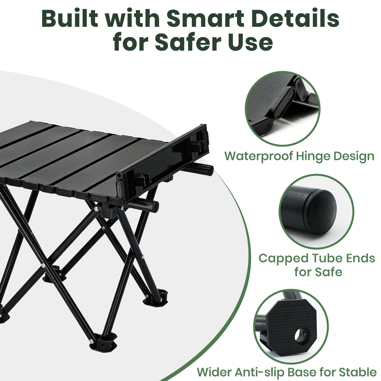 Colarlemo× Hediya 2 Pack Portable Camping Table (Black-S)