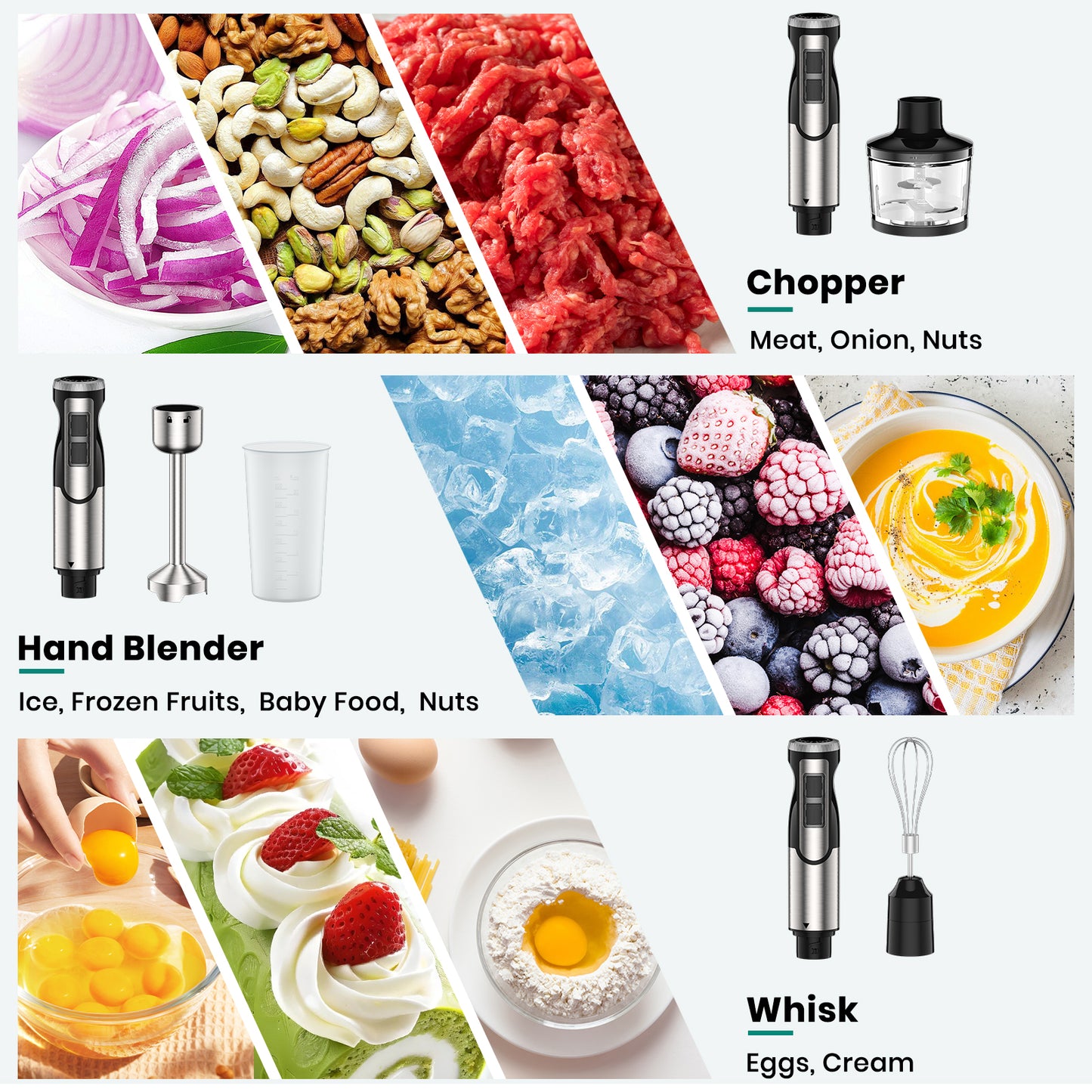 Colarlemo 1800W Immersion Blender Handheld 4-in-1