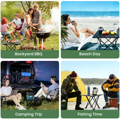 Colarlemo× Hediya 2 Pack Portable Camping Table (Black-S)