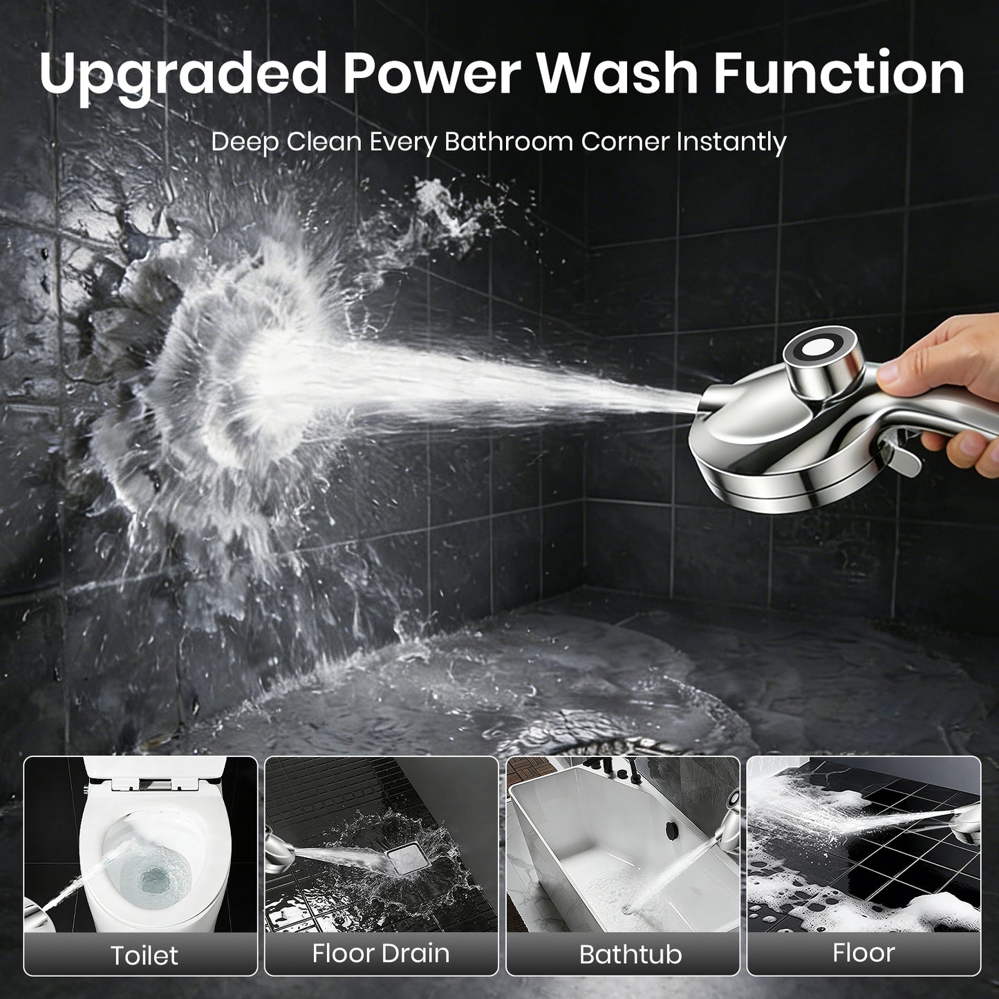 Colarlemo× Cooenia Magnetic Handheld Shower Head Set with 8 Spray Modes & 2 Cleaning Modes